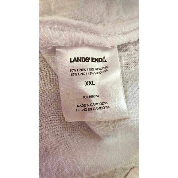 Lands End Linen Viscose Blend White Tunic Top Pockets, Split Hem New, Sz XXL - Picture 8 of 9